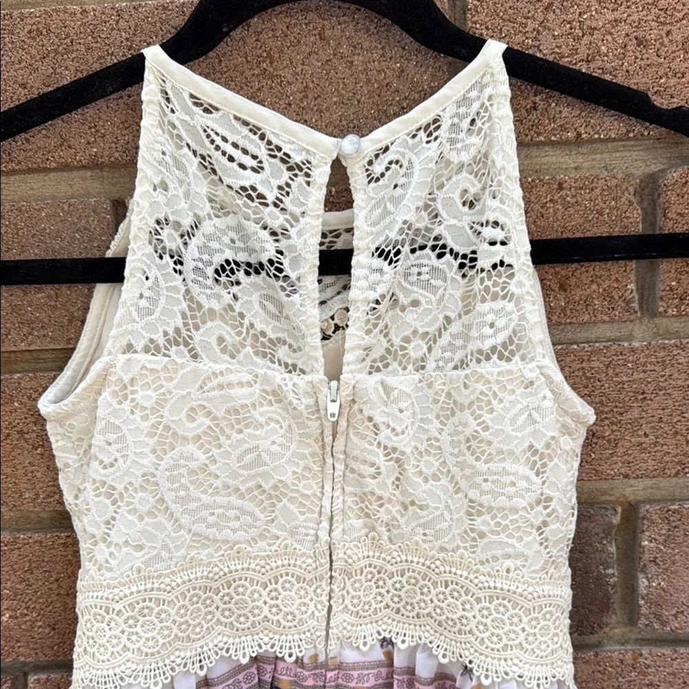 by & by White and Gray Sleeveless Halter Maxi Dress Size 8